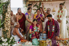 Wedding Ceremony with Purple and Teal Attire