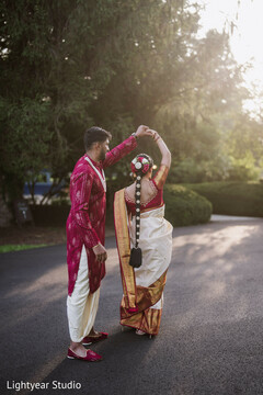 Couple dancing in traditional attire