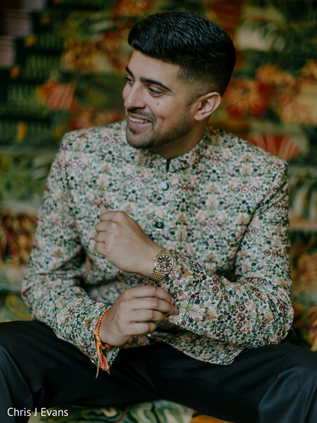groom portraits,floral jacket,groom fashion,candid smile,pre wedding,embroidered sherwani jacket,stylish groom,portrait photography,wedding fashion,south asian wedding