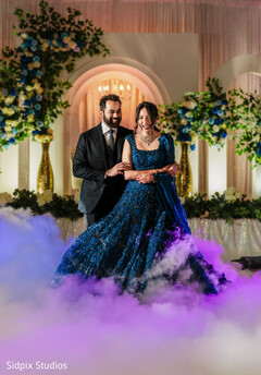 Blue Reception Lehenga with Fog Effect