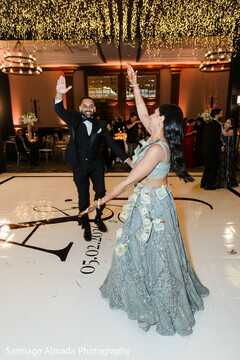 Couple Dances with Money Pinned to Lehenga on Dance Floor
