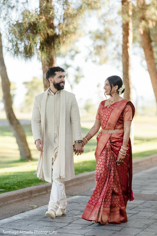 couple,traditional attire,sherwani,outdoor,jewelry,portraits