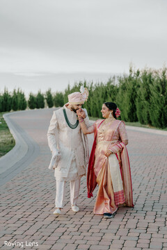 Elegant Couple's Portrait in Blush and Ivory Outdoor Setting