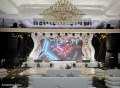 Reception Stage with Large LED Screen and Chandelier