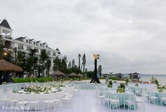 Outdoor Reception Setup with Lakeside Views