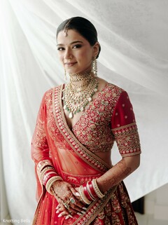 Bride in Red Lehenga with Statement Bridal Jewelry