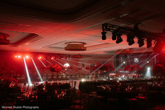 Dramatic Red Lighting Transforms Grand Reception Venue