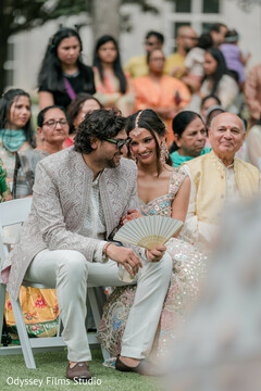 Intimate Moment Between Couple at Outdoor South Asian Wedding Ceremony