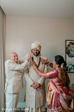 Groom Assisted with Turban During Getting Ready Moment
