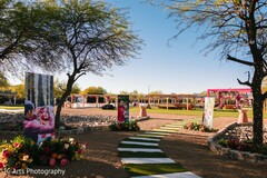 Outdoor Wedding Venue with Stepping Stone Pathway and Floral Accents