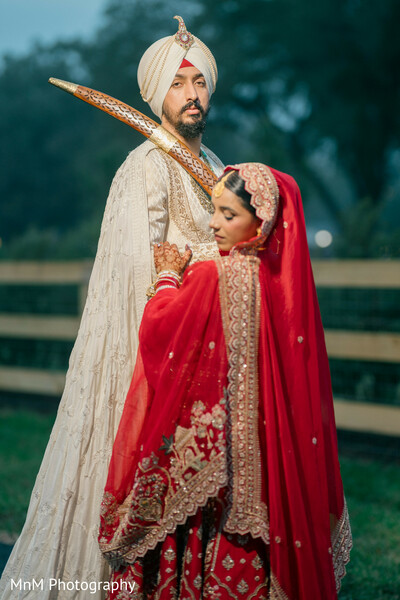 Groom with Sword and Bride in Red Veil