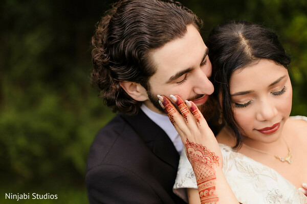 couple portrait,mehndi,groom suit,necklace