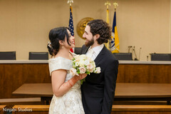 Charming Couple's Court Wedding with Elegant Floral Bouquet