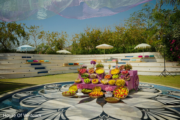 fruit display,pre-wedding celebration,outdoor decor,colorful,wedding decor,south asian wedding,event styling,planning &amp; design,catering,details