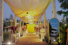Walkway with Chandeliers and Draping