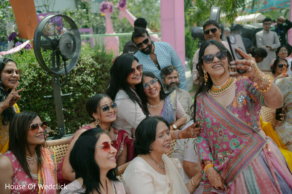 Guests Pose for a Photo at an Outdoor Event
