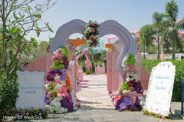 Dreamy Pastel Entrance Arch with Lush Floral Accents