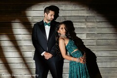 Teal Lehenga and Tuxedo with Dramatic Lighting