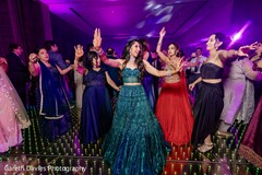 Vibrant Reception Dance Floor with Teal Lehenga
