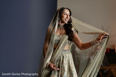 Bride in Embroidered Lehenga with Dupatta and Jewelry