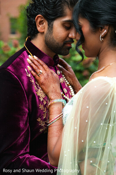 couple portrait,sherwani,velvet sherwani,embroidery,dupatta,wedding attire,groom fashion,bridal fashion,mehndi
