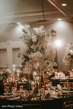 Elegant White Floral Centerpiece with Warm Lighting