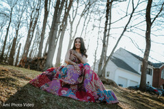 Vibrant Patchwork Lehenga for a Playful Engagement Photoshoot