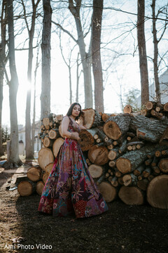 Lehenga with Woodpile Backdrop