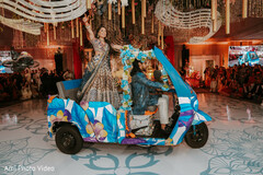 Couple Poses in a Decorated Rickshaw