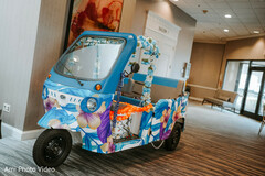 Blue Auto Rickshaw with Tropical Floral Decals