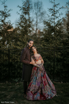 Bohemian Lehenga and Sherwani Outdoor Portrait