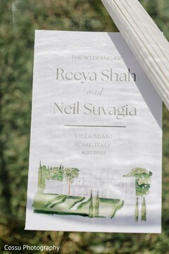 Wedding Program with Villa Miani Drawing