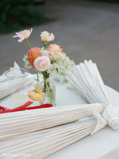 Charming Floral Centerpiece with Elegant Paper Parasols