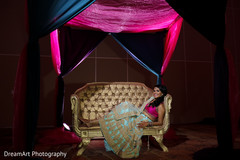 See the beautiful bride in her stunning teal sari See the beautiful bride in her stunning teal sari