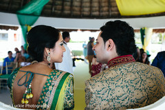 Indian couple celebrating their engagement party. Indian couple celebrating their engagement party.