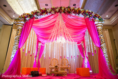 Beautiful hot pink glowing mandap.