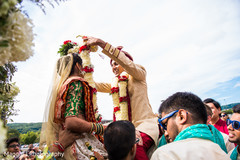 Indian bride and groom exchanging garlands. Indian bride and groom exchanging garlands.