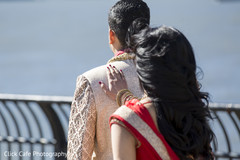 Indian bride and groom moments before the first look. Indian bride and groom moments before the first look.