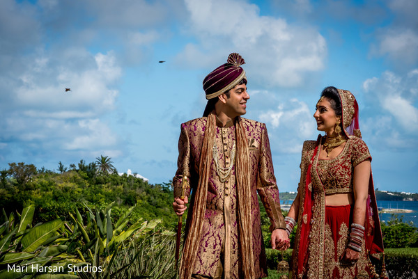 Indian bride and groom outdoor photography.