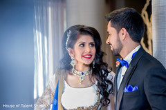 Lovely portrait of indian bride and groom ready for their reception. indian wedding reception,indian bride and groom,indian wedding photography session