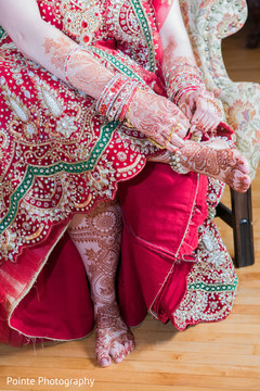 Lovely bride in her red wedding sari mehndi designs,wedding sari,maharani