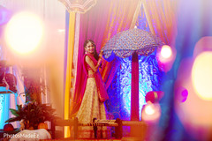 Lovely indian bride posing on sangeet main stage. Lovely indian bride posing on sangeet main stage.