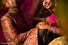 Lovely capture from Indian bride and groom on sangeet night celebration. Lovely capture from Indian bride and groom on sangeet night celebration.