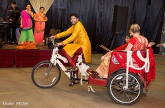 Couple enters on a rickshaw Couple enters on a rickshaw