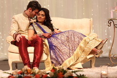 Indian Bride and Groom Wedding Reception Portrait Indian Bride and Groom Wedding Reception Portrait
