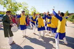 Indian groomsmen dancing during the baraat. Indian groomsmen dancing during the baraat.
