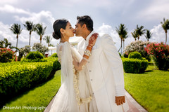 Dreamy indian bride and groom portrait. Dreamy indian bride and groom portrait.
