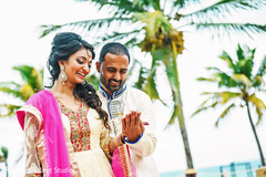 Indian Bride and Groom Portrait at Beachside Wedding Indian Bride and Groom Portrait at Beachside Wedding