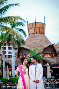 Indian Bride and Groom Portrait at Beachside Wedding Indian Bride and Groom Portrait at Beachside Wedding