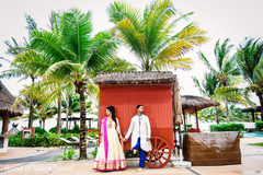 Indian Bride and Groom Portrait at Beachside Wedding Indian Bride and Groom Portrait at Beachside Wedding